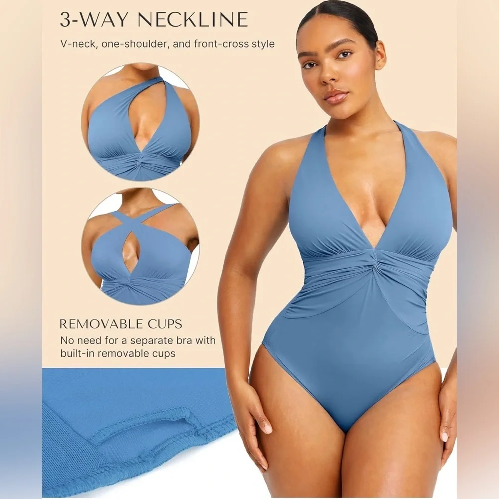 SHAPELLX Women's One Piece Swimsuit Tummy Control
